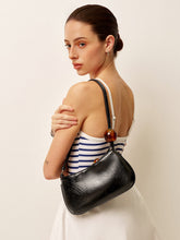 Beaded Strap Faux Leather Shoulder Bag