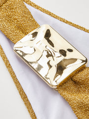 Gold Metallic Detail Bikini Bottom