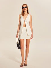 Split-Front V-Neck Skirt Set