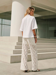 Drawstring Mid-Waist Lace Pant