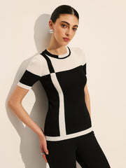 Color Block Ribbed Knit Top