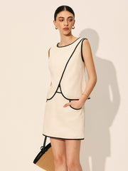 Linen & Cotton Zipper Criss Cross Skirt Set