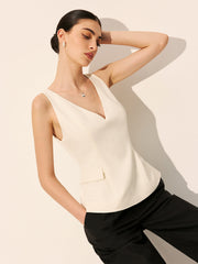 Decor Pockets V-Neck Sleeveless Top