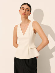 Decor Pockets V-Neck Sleeveless Top