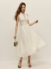 Halter Adjustable Straps Zipper V-Neck Long Dress