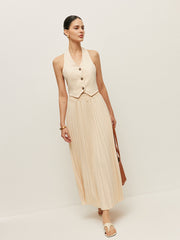 Vest With Pleated Skirt Set