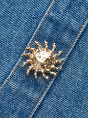 Denim Panel Contrast Strap Corset Top