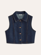 Denim Button-Up Sleeveless Vest