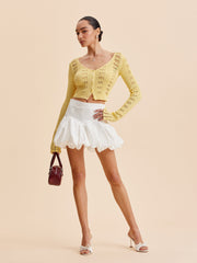 Bell Sleeve Crochet Knit Cardigan