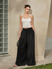 Mid-Waist Pleated Wide Leg Pants
