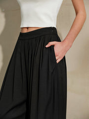 Mid-Waist Pleated Wide Leg Pants
