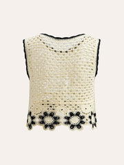 Crochet Floral Top With Pant Set