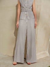 Striped Mid-Waist Wide Leg Pants