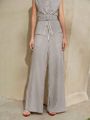 Striped Mid-Waist Wide Leg Pants