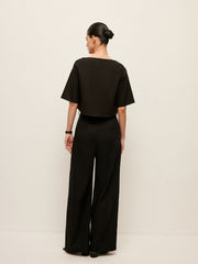 Cotton & Linen Crop Top With Pants Set