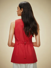 Cotton & Linen Pockets Buttoned Vest