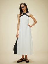 Semi-Sheer Cotton & Linen Backless Halter Dress
