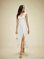Cotton & Linen Halter Neck Bow Tie Dress
