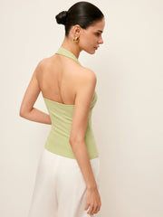 Cut-Out Metal-Detail Halter Top