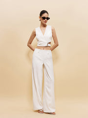 Mid-Waist Pockets Pants Without Belt