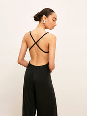 Knit Backless Sleeveless Scoop Neck Jumpsuit