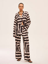 Geometric Color-Block Pants Set With Pockets