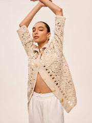 Crochet Button Detail Cardigan