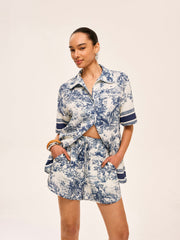 Printed Contrast Trim Shorts Sets