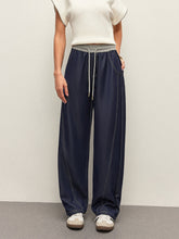 High-Waist Drawstring Denim Pants With Pockets