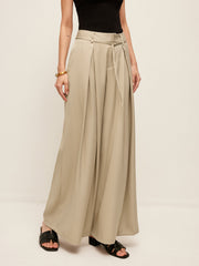 High-Waist Pockets Belted Pants