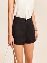 Mid-Waist Textured Shorts
