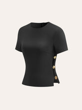 Cut-Out Side Metal Detail Zipper T-Shirt