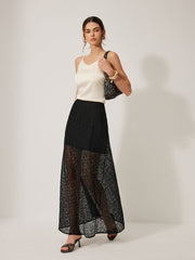 Semi-Sheer Lace Skirt Without Belt
