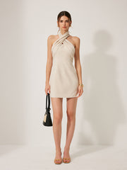 Cotton & Linen Crisscross Neckline Dress