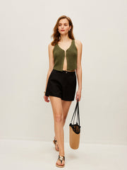 Knit Top With Front Closure