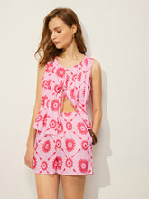 Floral Print Shorts Set With Pockets