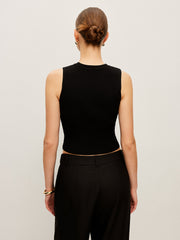 Ribbed Knit Vest With Metal Detail
