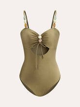 Beaded Strap Cut-out One-Piece Swimsuit