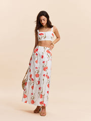 Floral Crop Top With Skirt Set