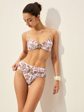 Floral Print Bikini Set With Shell Detail