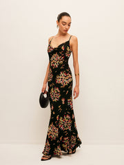 Semi-Sheer Boho Tied Back Chiffon Cami Dress