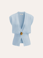 V-Neck Buttoned Detail Sweater Vest