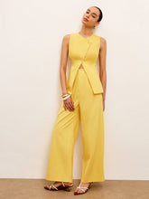 Linen & Cotton Mid-Waist Dress Pants