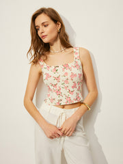 Floral Print Knit Vest
