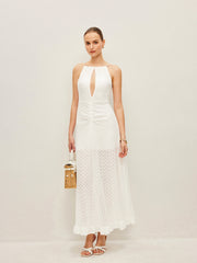 Semi-Sheer Halter Keyhole Dress