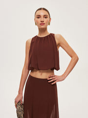 Chiffon Sleeveless Crop Top