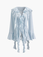 Semi-Sheer Chiffon Ruffled Blouse