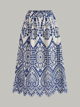 Cotton Embroidery Scalloped Hem Elastic Waistband Skirt