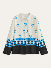 Oversized Print Lapel Pants Set