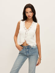 Crochet Floral Detail Knit Vest